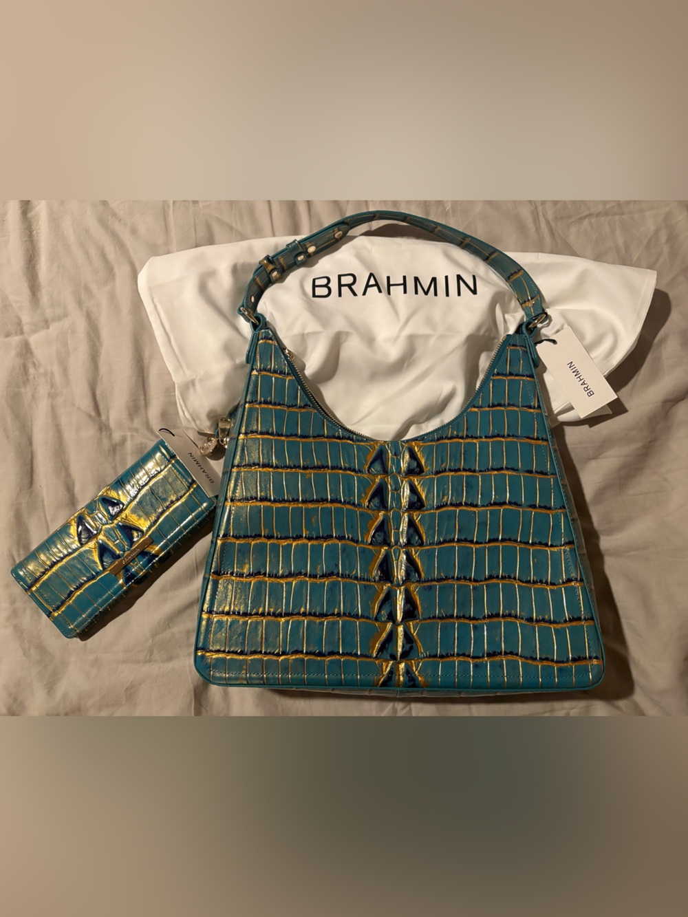 Brahmin Tabitha Peacock Leather Bag with matching Ady Wallet. NWT
